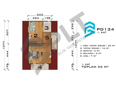 PD134 Çift Katlı Prefabrik